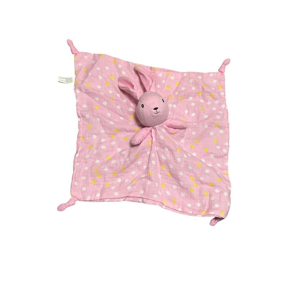 Walmart 2023 Knotted Pink Polka Dot Bunny Lovey Baby Security Blanket 13‎ Inch - Picture 3 of 8